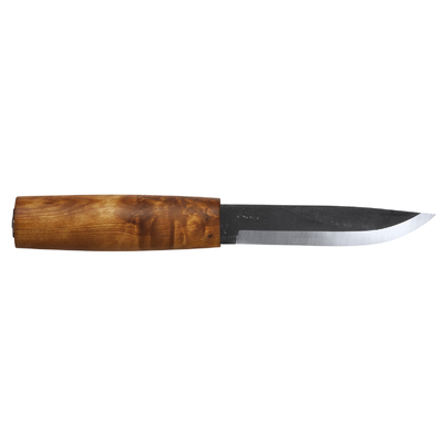 Helle-Viking - 105mm Triple Laminated Carbon Steel Knife (Curly Birch Handle with Darkened Brown Leather Sheath)