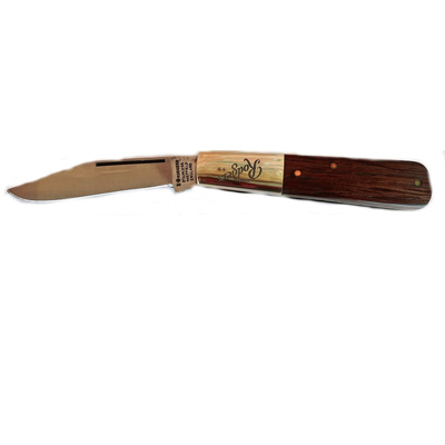 Joseph Rodgers 55mm Clipt Point Barlow Knife with Dark Oak Scales and Satin Finish