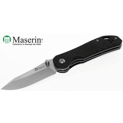 Maserin M42001G10N - 75mm Stainless Steel Sports Knife (Black G10 Handle with Studs)