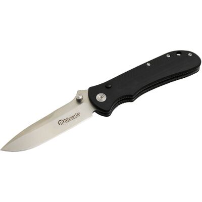 Maserin M42002G10N - 80mm Stainless Steel Sports Knife (Black G10 Handle with Studs)