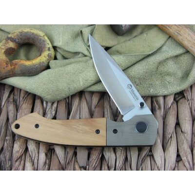 Maserin M46002GW6 - 95mm Stainless Steel Sports Knife (G10 & Olive Wood Handle)
