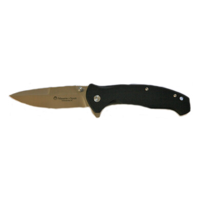 Maserin 46005G10N - 75mm Satin Finish Stainless Steel Sporting Knife (Black G10 Handle)