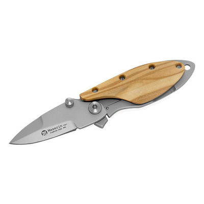 Maserin M550OL - 55mm Stainless Steel One Fold Knife (Olive Wood Handle with Pocket Clip)
