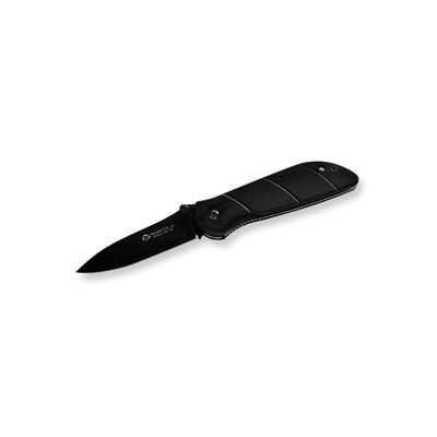 Maserin M600-TP - 85mm Black Coated 440 Stainless Steel Tactical Knife (Black Anodized Aluminum Handle)