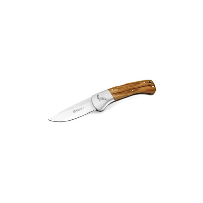 Maserin M759ILP - 80mm Stainless Steel Hunting Knife (Olive Wood Handle  with Engraved Hare)