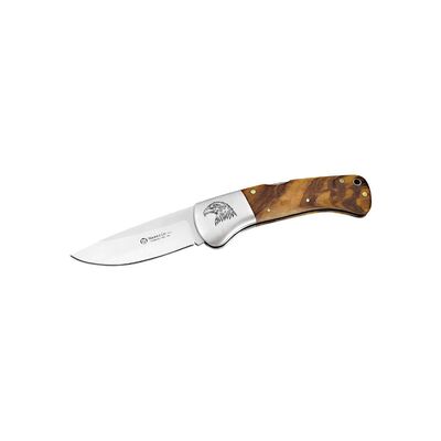 Maserin M760IAQ - 90mm Stainless Steel Hunting Knife (Olive Wood Handle  with Engraved Eagle)