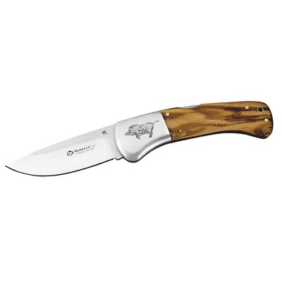 Maserin M760ICG - 90mm Stainless Steel Hunting Knife (Olive Wood Handle  with Engraved Wild Boar)