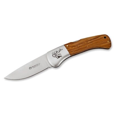 Maserin M760ICV - 90mm Stainless Steel Hunting Knife (Olive Wood Handle  with Engraved Stag)