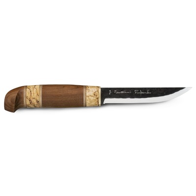 Marttiini MA126010  - 11cm Carbon Steel Kierinki Knife (Curly Birch Handle with Leather Sheath)
