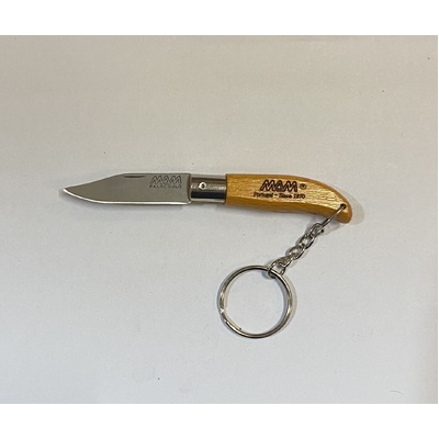 MAM_2000-YEL  - 45mm Stainless Steel Iberica Pocket Knife with Keyring (Yellow Beech Hardwood Handle)