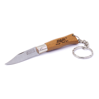 MAM_2002 -  45mm Stainless Steel Douro Pocket Knife with Keyring (Beech Hardwood Handle)