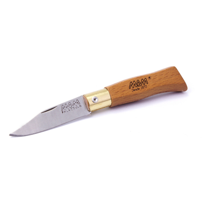 MAM_2003 - 45mm Stainless Steel Douro Pocket Knife (Hardwood Beech Handle with Leather Sheath)