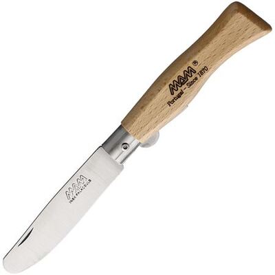 MAM_2004 - 75mm Stainless Steel Round Tip Pocket Knife - (Beech Handle)