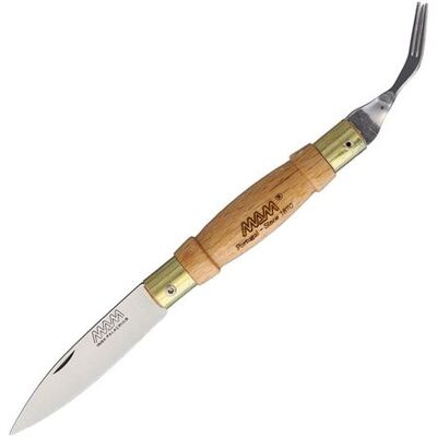 MAM_2021 - 75mm Stainless Steel Pocket Knife with Fork (Beech Hardwood Handle)