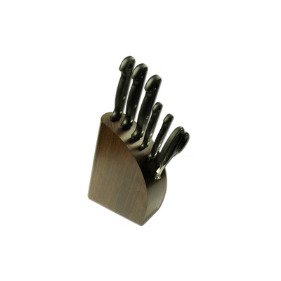 MAM_430 - 5 Piece Knife Set and Scissors in Wooden Block (Stainless Steel Knives)