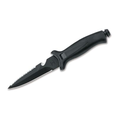 Maserin MAquatys2 - 12cm Black Stainless Steel  Aquaty's Diving Knife  (Black Plastic Handle & Sheath)