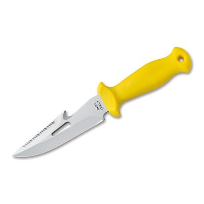 Maserin MSUB12GG - 12cm Stainless Steel Sub Line Diving Knife  (Yellow Plastic Handle with Black Sheath)