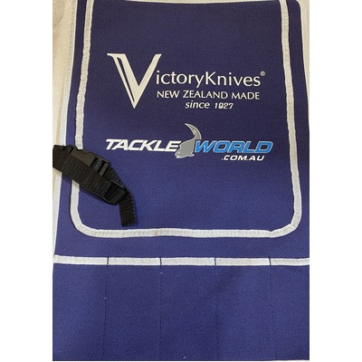 Victory Knives TI65TWLogo - 5 Pocket Blue Knife Roll,  (with Tackleworld Logo)