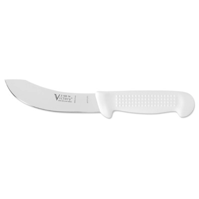 Victory Knives V210014115P  - 2.5mm x 14cm Stainless Steel Skinning Knife, Hang-Sell (White Plastic Handle)