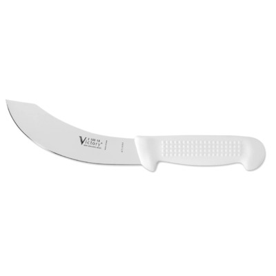 Victory Knives V210015115P - 2.5mm x 15cm Stainless Steel Skinning Knife, Hang-Sell (White Plastic Handle)