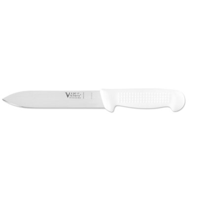 Victory Knives V230717115P - 2.5mm x 17cm Stainless Steel Heading Knife, Hang-Sell (White Plastic Handle) 