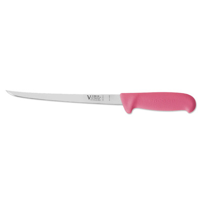 Victory Knives V250622200PC - 2.5mm x 22cm Stainless Steel Narrow Fish Filleting Knife, Hang-Sell (Pink Progrip Handle)