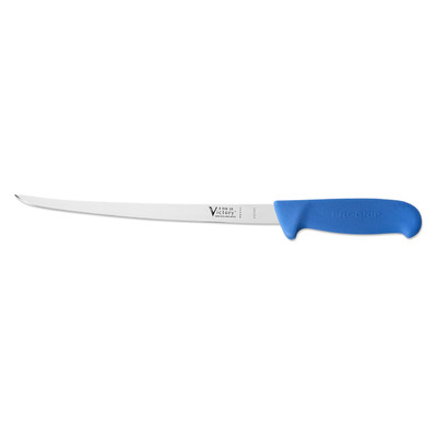 Victory Knives V250625200BC - 2.5mm x 25cm Stainless Steel Narrow Fish Filleting Knife, Hang-Sell (Blue Progrip Handle)