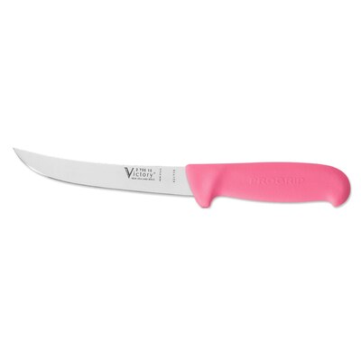 Victory Knives V270015200P - 2.5mm x 15cm Stainless Steel Curved Boning Knife, Hang Sell (Pink Progrip Handle)