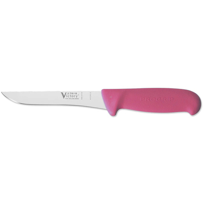 Victory Knives V271015200PA - 2.5mm x 15cm Stainless Steel Straight Boning Knife, Hang Sell (Pink Progrip Handle)