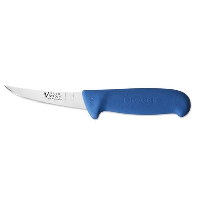 Victory Knives V272010200BA - 2.5mm x 10cm Stainless Steel Flexible Boning Knife, Hang Sell (Blue Progrip Handle)