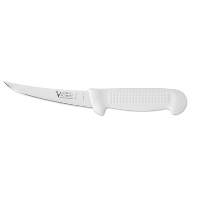 Victory Knives V272013115P - 2.5mm x 13cm Stainless Steel Flexible Boning Knife, Hang Sell (White Plastic Handle)