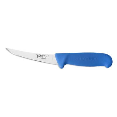 Victory Knives V272013200BA - 2.5mm x 13cm Stainless Steel Flexible Boning Knife, Hang Sell (Blue Progrip Handle)
