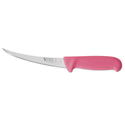 Victory Knives V272015200PA - 2.5mm x 15cm Stainless Steel Flexible Boning Knife, Hang Sell (Pink Progrip Handle)