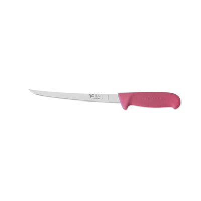 Victory Knives V350620200PC - 2mm x 20cm Stainless Steel Narrow Filleting Knife, Hang Sell (Pink Progrip Handle)