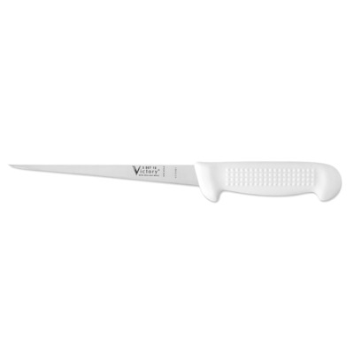 Victory Knives V350718115P - 2mm x 18cm Stainless Steel Fish Boning Knife, Hang Sell (White Plastic Handle)
