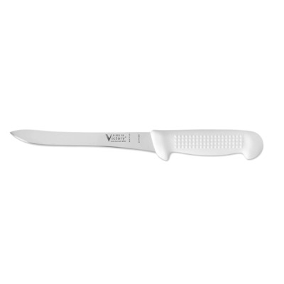 Victory Knives V551218115P - 1.5mm x 18cm Stainless Steel Super Flexible Filleting Knife, Hang Sell (White Plastic Handle)