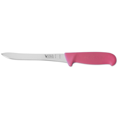Victory Knives V551218200PC - 1.5mm x 18cm Stainless Steel Super Flexible Filleting Knife, Hang Sell (Pink Progrip Handle)