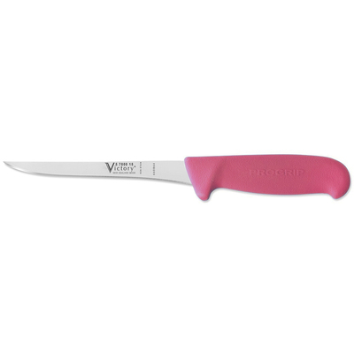 Victory Knives V5700015200PA  - 1.5mm x 15cm Stainless Steel Straight Flexible Filleting Knife, Hang Sell (Pink Progrip Handle)