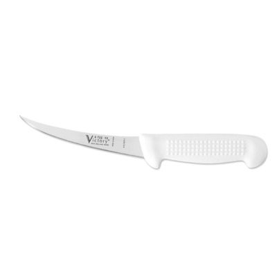 Victory Knives V572213115P - 1.5mm x 13cm Stainless Steel Flexible Curved Filleting Knife, Hang Sell (White Plastic Handle)